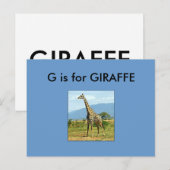 "G" is voor Giraffe Alphabet Flashcard Briefkaart (Voorkant / Achterkant)