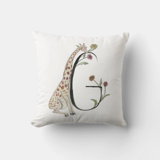 G is voor Giraffe en Gerber Daisy Pillow! Kussen (Voorkant)