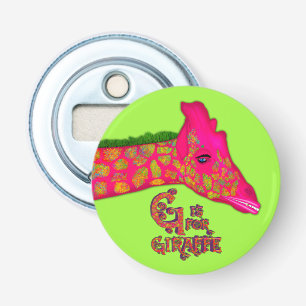 G is voor Giraffe-ronde groene flesopening Button Flesopener
