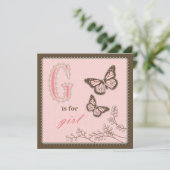 G is voor Girl Invitation Square Kaart (Staand voorkant)