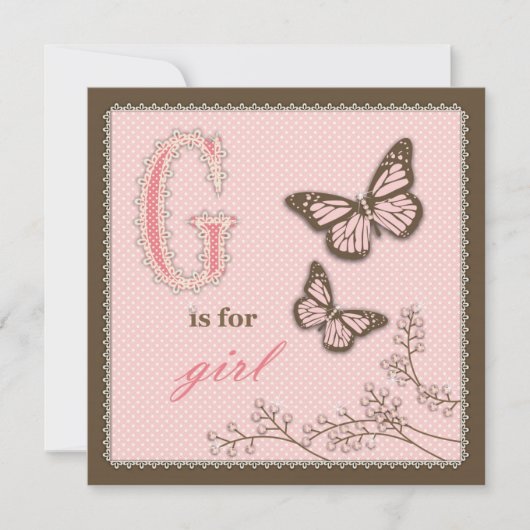 G is voor Girl Invitation Square Kaart (Voorkant)