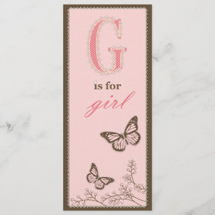 G is voor Girl Menu Card