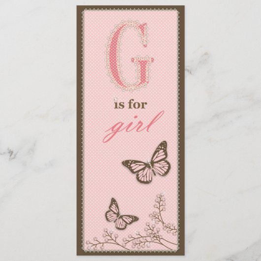 G is voor Girl Menu Card (Voorkant)