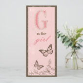 G is voor Girl Menu Card (Staand voorkant)