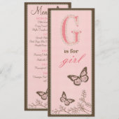 G is voor Girl Menu Card (Voorkant / Achterkant)