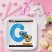 G is voor gitaar papieren bordje (Feest)
