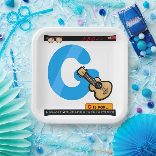 G is voor gitaar papieren bordje