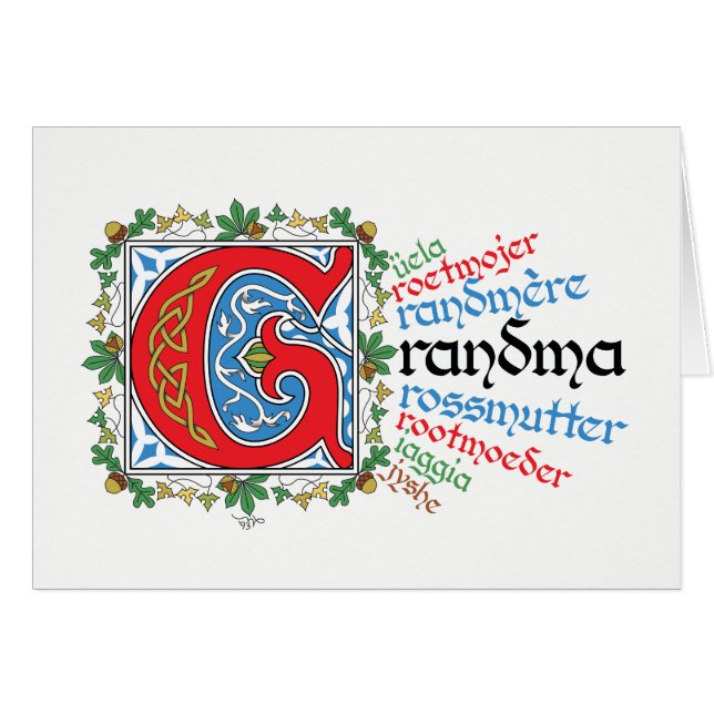 G is voor Grandma Kaart (Voorkant Horizontaal)