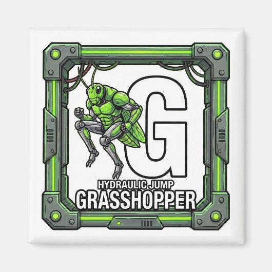 G is voor Grasshopper – GTA-stijl ABC-leren Magneet (Voorkant)
