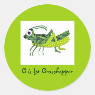 G is voor Grasshopper Ronde Sticker