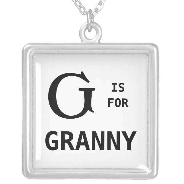 G is voor monogram van Granny Zilver Vergulden Ketting (Voorkant)