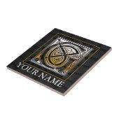 G "Jouw naam" Celtic Black Stone Monogram Tile Tegeltje (Zijkant)