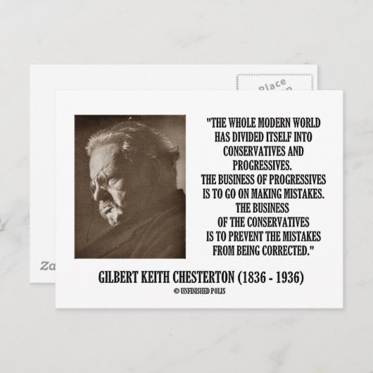 G.K. Chesterton Conservatives Progressives Briefkaart (Voorkant / Achterkant)
