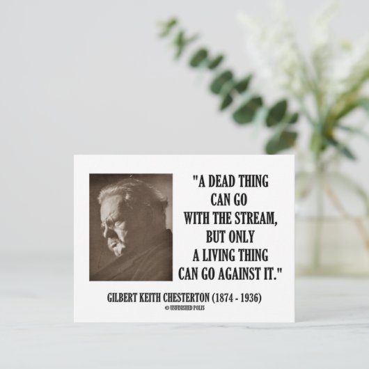 G.K. Chesterton Dead Ding Stream Living Ding Thing Briefkaart (Staand voorkant)