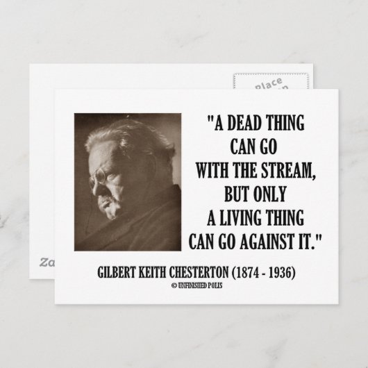 G.K. Chesterton Dead Ding Stream Living Ding Thing Briefkaart (Voorkant / Achterkant)
