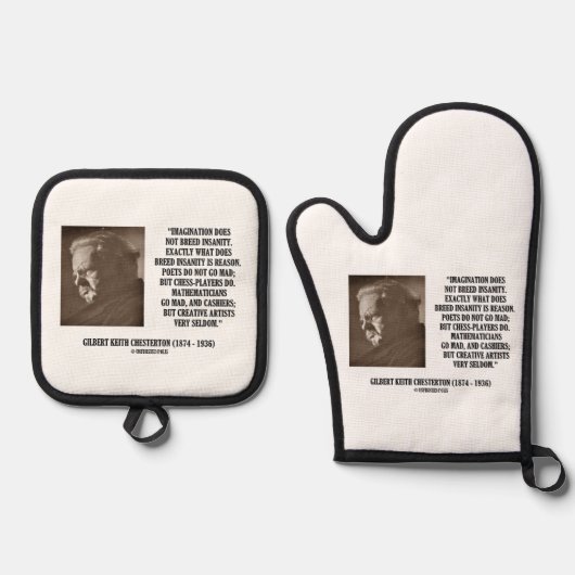 G.K. Chesterton Imagination Insanity Creative Ovenwant & Pannenlap Set (Voorkant)