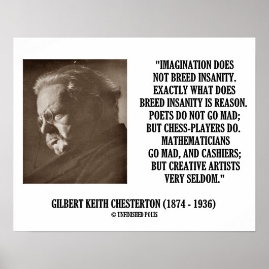 G.K. Chesterton Imagination Insanity Creative Poster (Voorkant)