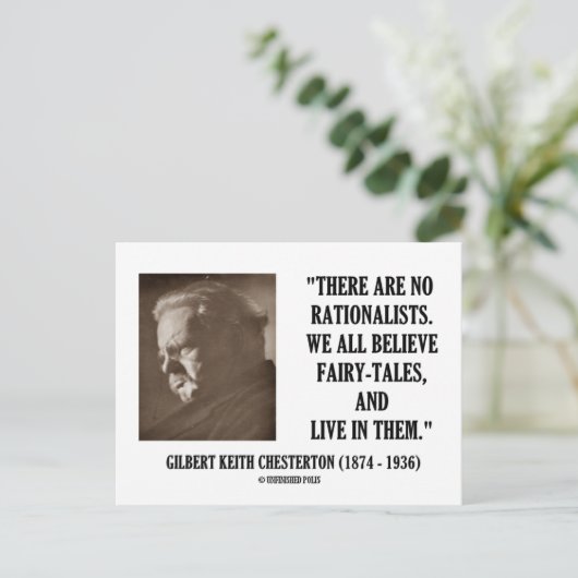 G.K. Chesterton No Rationists All Believe Quote Briefkaart (Staand voorkant)
