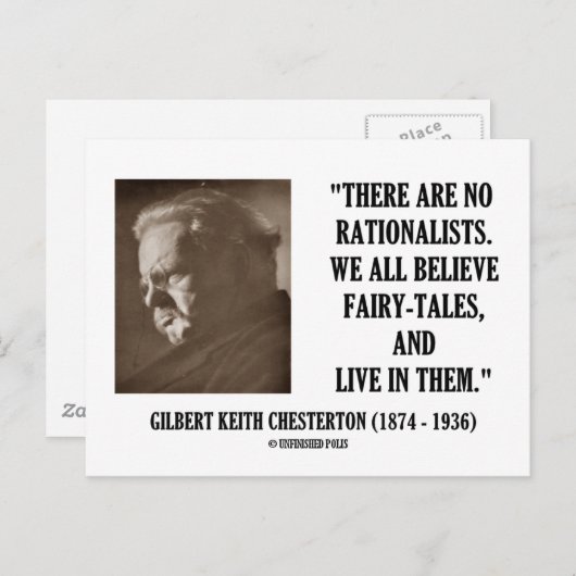 G.K. Chesterton No Rationists All Believe Quote Briefkaart (Voorkant / Achterkant)