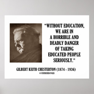 G.K. Chesterton Onderwijs Dodelijk Gevaar Ernstig Poster