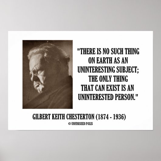 G.K. Chesterton oninteressant onderwerp ongeïntere Poster (Voorkant)