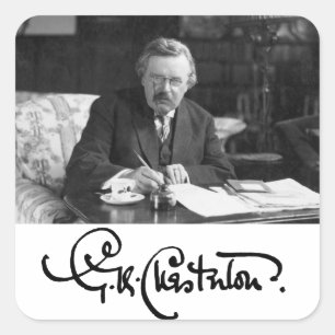 G. K. Chesterton op het werk Vierkante Sticker