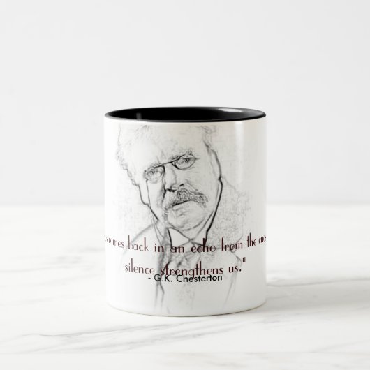 G. K. Chesterton op stilte Tweekleurige Koffiemok (Center)