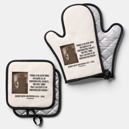 G.K. Chesterton Uninteresting Subject Uninterested Ovenwant & Pannenlap Set (Voorkant / Achterkant)