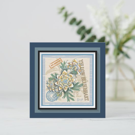 G Kantoor gele bloemblanco Feestdagenkaart (Staand voorkant)