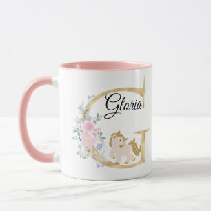 G letter gepersonaliseerde naam monogram met pony mok