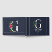 G Letter Initiaal Monogram Bloemen Naam Bruiloft Gastenboek (Volledig)