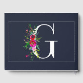 G Letter Initiaal Monogram Bloemen Naam Bruiloft Gastenboek (Achterkant)