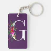 G Letter Initiële Monogram Bloem Kleur op Maat Sleutelhanger (achterkant)