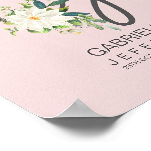 G Letter Monogram Blush Floral Decor Poster (Hoek)