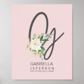 G Letter Monogram Blush Floral Decor Poster (Voorkant)