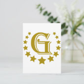 G-Letter-Stars-Crown- Briefkaart (Staand voorkant)