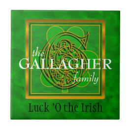 G "Luck of the Irish" Family Custom Monogram Tile Tegeltje