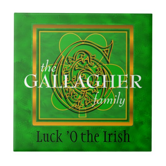 G "Luck of the Irish" Family Custom Monogram Tile Tegeltje (Voorkant)