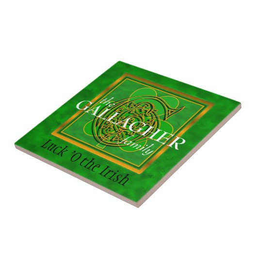 G "Luck of the Irish" Family Custom Monogram Tile Tegeltje (Zijkant)