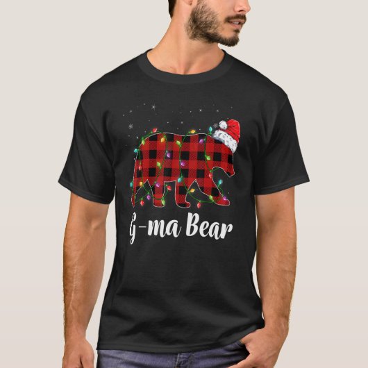 G ma Bear Buffalo Red Plaid Matching Family Christ T-shirt (Voorkant)