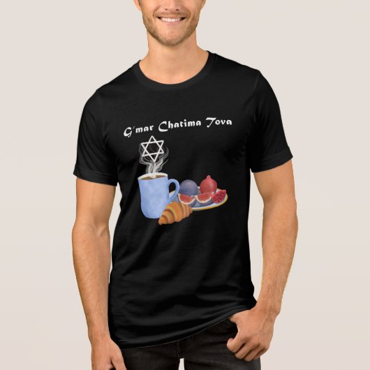 G’mar Chatima Tova Koffie, Granaatappels, Vijgen Tri-Blend Shirt (Voorkant)