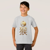 G Monkey Ideogram Chinees Jaar Zodiac Birthday KT T-shirt (Voorkant volledig)