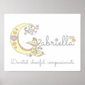 G monogram art Gabriella meisjes naam poster (Voorkant)