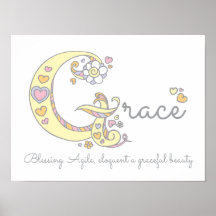 G monogram art Grace meisjesnaam poster