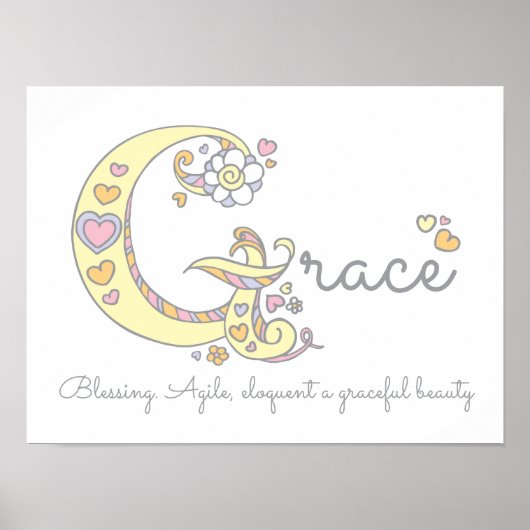 G monogram art Grace meisjesnaam poster (Voorkant)