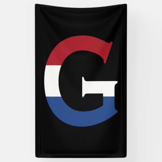 G Monogram bedekt op NLD-vlag op bk-bubcnt Spandoek (Verticaal)