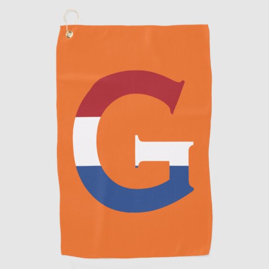 G Monogram bedekt op NLD Vlag op of gtcnt Golfhanddoek (Voorkant)