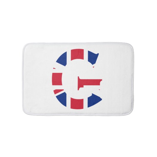 G Monogram bedekt op Union Jack Flag bmcnt Badmat (Voorkant)