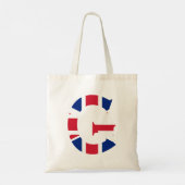 G Monogram bedekt op Union Jack Flag btcnt Tote Bag (Achterkant)