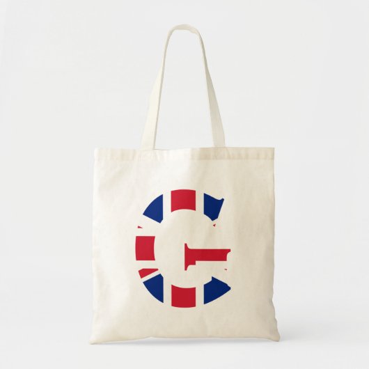 G Monogram bedekt op Union Jack Flag btcnt Tote Bag (Voorkant)